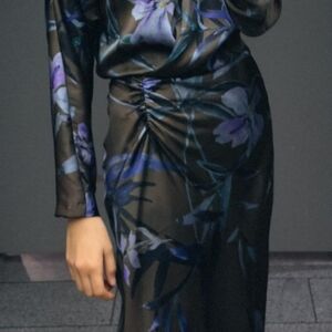 New Zara Satin Look Long Dress Size L